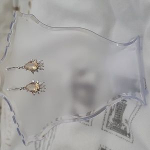 Rhodium Plating Pure Bliss Peach Topaz Earrings